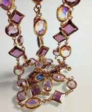 Винтажное колье-цепочка "Swarovski" с австрийскими кристаллами Bezel аметистового и пурпурного цвета