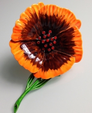 Винтажная брошь от ''Hedy'' в форме цветка мака