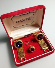 Винтажные запонки и булавка для галстука от "Dante" с кристаллами