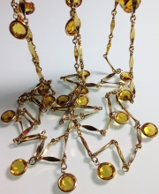 Винтажное колье-цепочка с австрийскими кристаллами Bezel желтого цвета