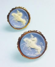 Винтажные запонки от Dante с камеями ''Equidae Quattor'' с лошадьми