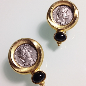 Винтажные клипсы-монетки от "Ben-Amun" с Римским серебряным денарием