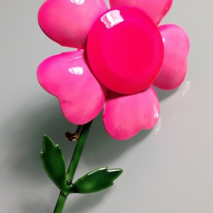 Винтажная объемная брошь цветок "Original by Robert" розового цвета