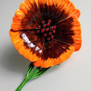 Винтажная брошь от "Hedy" в форме цветка мака