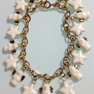Винтажный чарм-браслет от "Lenox" с фарфоровыми ангелами и звездами