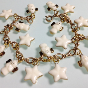 Винтажный чарм-браслет от "Lenox" с фарфоровыми ангелами и звездами
