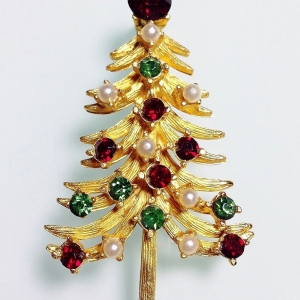 Винтажная брошь от "Florenza" в форме рождественской ёлочки