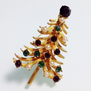 Винтажная брошь от "Florenza" в форме рождественской ёлочки