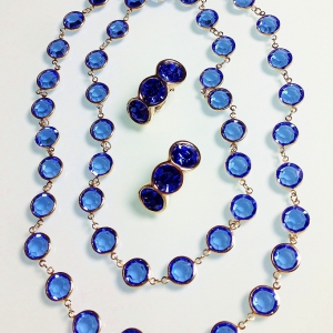 Винтажное колье-цепочка от "Swarovski" с австрийскими кристаллами Bezel голубого цвета