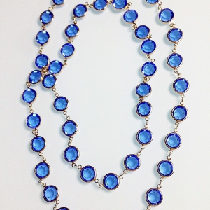 Винтажное колье-цепочка от "Swarovski" с австрийскими кристаллами Bezel голубого цвета