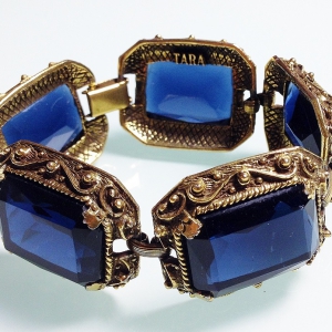 Винтажный браслет от Tara с кристаллами сине-серого цвета
