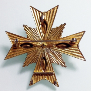 Винтажная брошь от Sphinx в форме Мальтийского креста в осенних оттенках