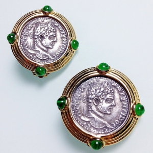 Винтажные клипсы-монетки от Carolee с серебряной тетрадрахмой