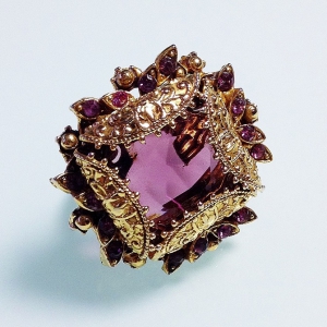 Винтажное кольцо от Florenza с кристаллами аметистового цвета