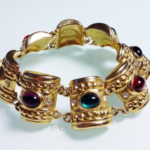 Винтажный браслет  в византийском стиле с кабошонами и кристаллами
