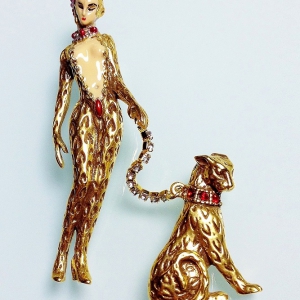 Коллекционная брошь-шатлен "Giulietta – Леди с Леопардом" от Franklin Mint