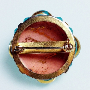 Винтажная брошь от Limoges аква-бирюзового цвета