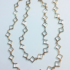 Винтажное колье-цепочка от Swarovski с квадратными кристаллами bezel