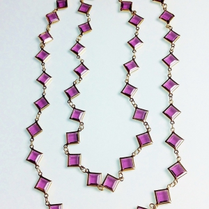 Винтажное колье-цепочка от Swarovski с квадратными кристаллами bezel