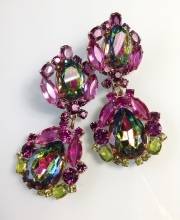 Серьги от ''Lilien Czech''с кристалами пурпурного, аметистового и зеленого цвета
