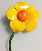 Винтажная объемная брошь цветок "Original by Robert" желтого цвета