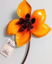 Винтажная объемная брошь цветок от ''Weiss'' оранжевого цвета