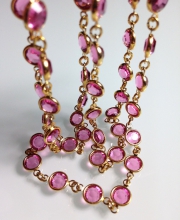 Винтажное колье-цепочка с кристаллами Bezel нежно-розового цвета