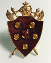 Винтажная брошь от "Florenza" в форме гербового щита