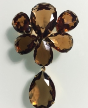 Винтажная брошь от "Jeanne" с кристаллами цвета топаза