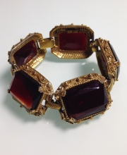 Винтажный браслет от ''Judy Lee'' с кристаллами красного цвета