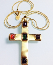Винтажный крест на цепочке от ''Anne Klein Couture'' с вставками в стиле ''Gripoix''