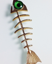 Винтажная брошь от  "Kramer" в форме скелета рыбки