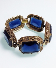 Винтажный браслет от Tara с кристаллами сине-серого цвета
