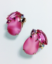 Винтажные клипсы от Regency с кабошонами и кристаллами розового цвета