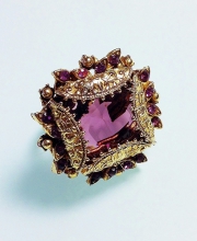Винтажное кольцо от Florenza с кристаллами аметистового цвета